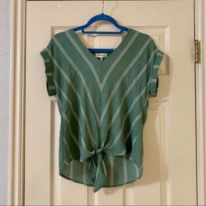 Striped Tie Front Blouse